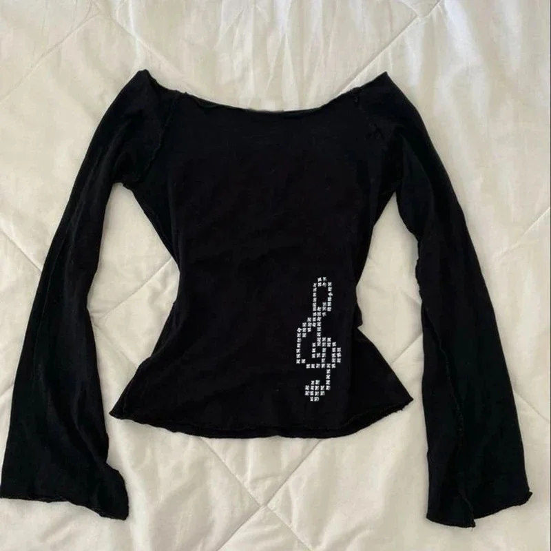 Harajuku Cut Top modisches Hot Brick bedrucktes T-Shirt Muster T-Shirt y2k Damen Street Fashion Emo Girl