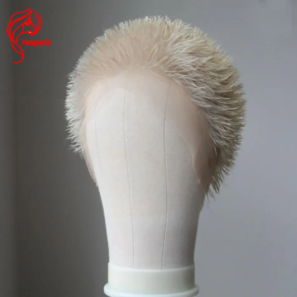 헤스페리스 남성용 가발, 브라질리언 레미 풀 레이스 숏 컷 가발, 금발 색상, 스파이크 컷 풀 레이스 가발 - AliExpress, image size:950x950