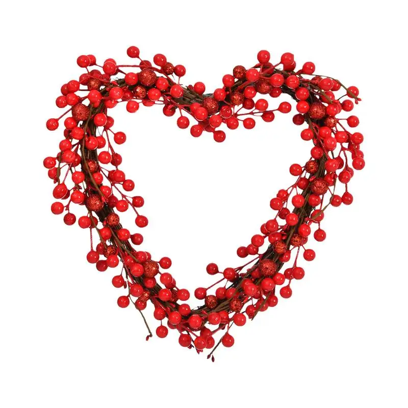 

Heart Berry Wreath Wall Hanging Decorative Wreath Valentine Door Wreath Garland For Wedding Festival Decors Window Wall decor