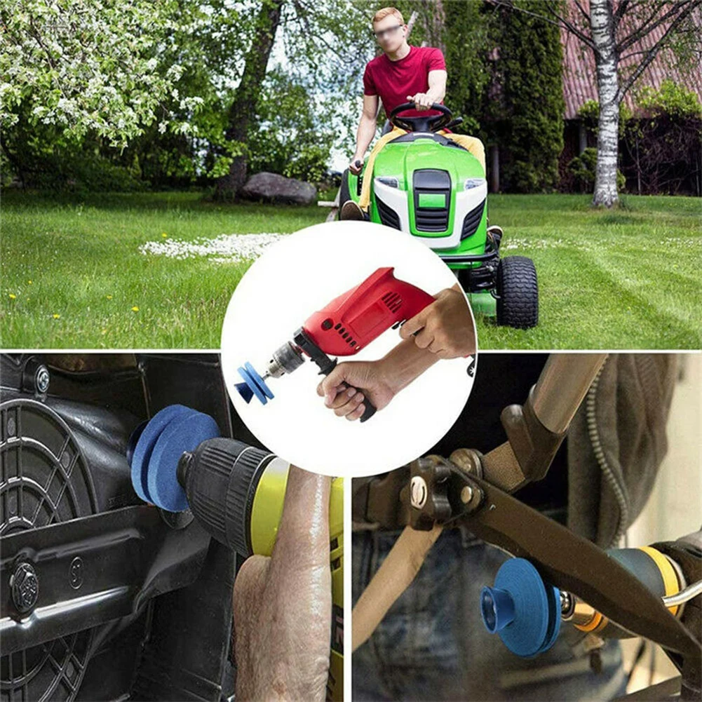 

Precision Sharpening Tool For Lawn Mower Blades Enhance Cutting Efficiency With Hand Drill Attachment Grindstone Included