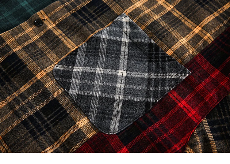 Patchwork Plaid Flannel Shirt Sfffd78a62ec748e2a8458896afe3c436r