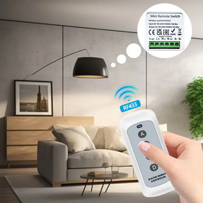 Smart Switch 433MHz Remote Control RF Light Switch Relay Wireless 110V 220V Relay Module for Lamp Fan for Curtain Garage Door