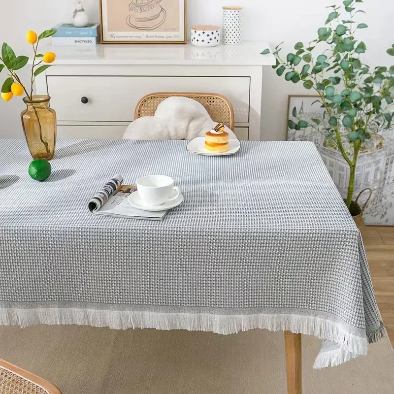 

French Ins Style Cotton Linen Tablecloth Cloth Art Light Luxury Solid Color Table Cloth Tea Table Cloth