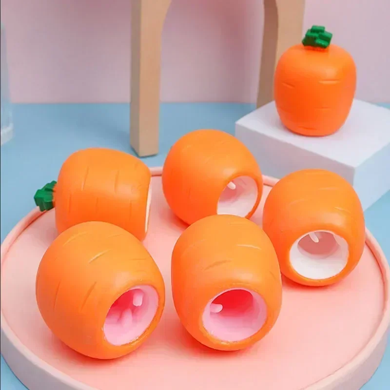 Funny Carrot Rabbit Cup Squeeze Toys Stress-relieving Bunny Pinch Fun Stress Ball Vent Squirrel Cup Prank Toy Fidget Toys Gifts 6