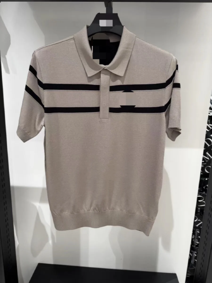 

Man Lapel Knitted Ice Silk Golf Clothing Solid Color Sports Korean Fashion Px Golf Shirt