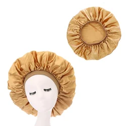New Women Extra Large Satin Solid Sleeping Hat Night Sleep Cap Hair Care Bonnet Nightcap for Women Men Unisex Cap Shower Turban