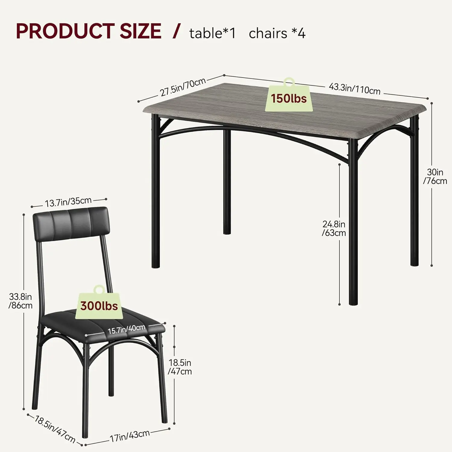 5-Piece Industrial Dining Set 6