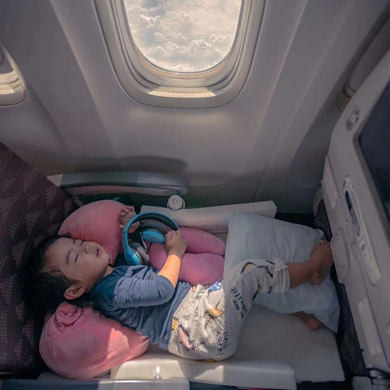 Baby sleeping suitcase on wheels travel kids ride aircraft multi-function PP luggage children bed box creative valise pull bar suitcase