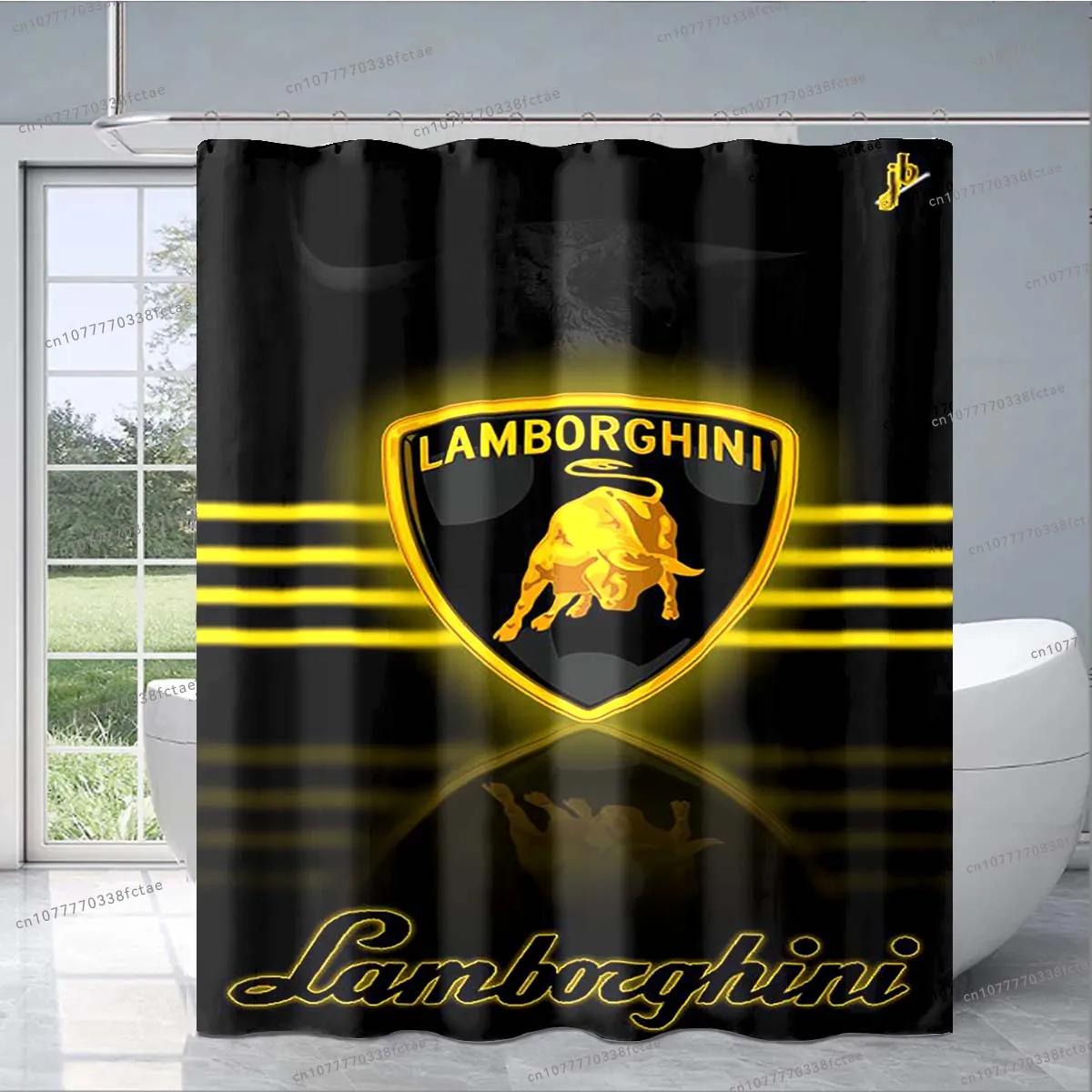 

3D Racing L-Lamborghini Shower Curtain Yellow Logo Shower Curtain for Adults and Kid Bathroom Fashion Decoration Exquisite Gift