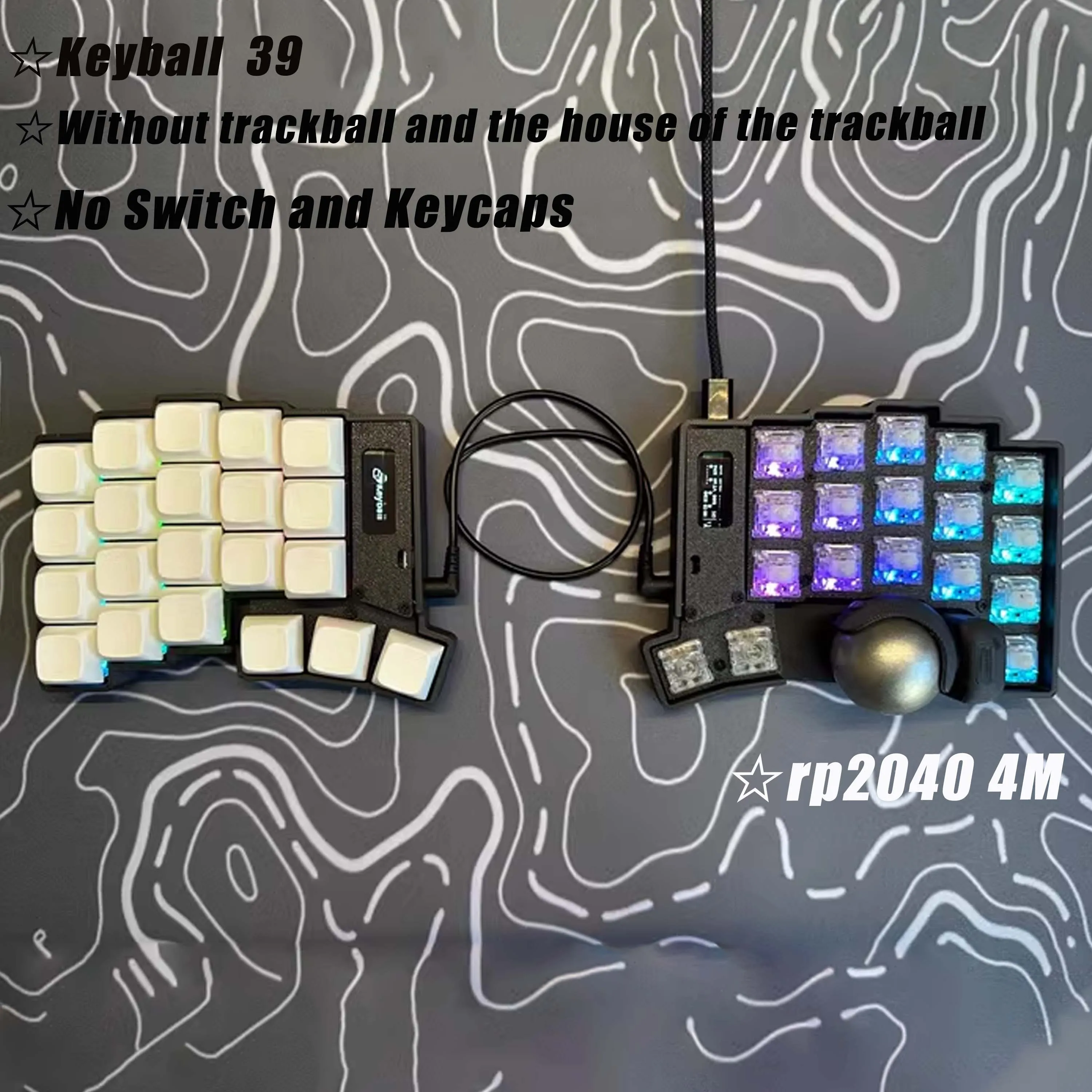 Keyball 39/44/61 Split Keyboard Kit No Trackball OLED Screen