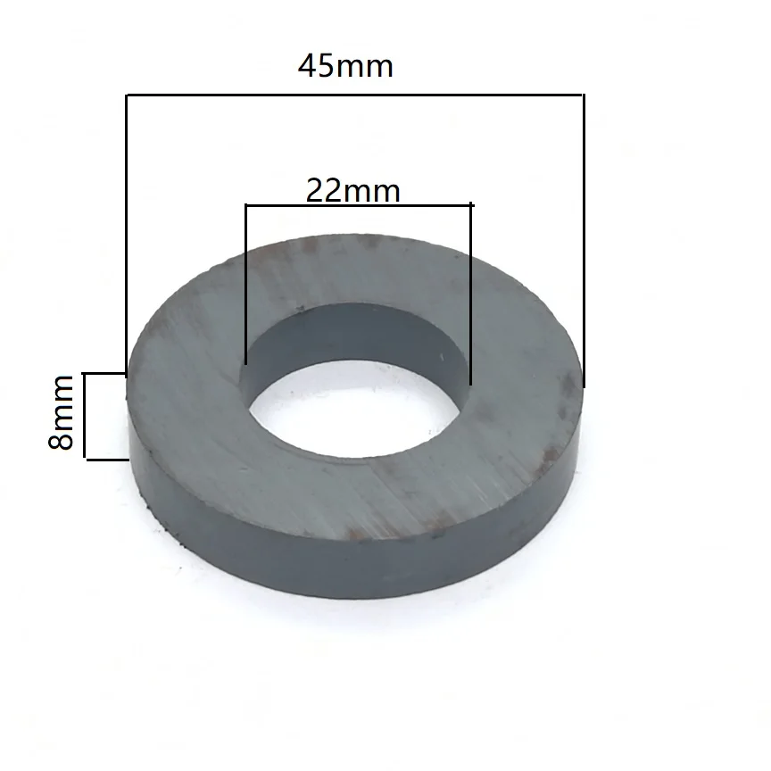 1 2 5 10PCS/LOT Ferrite Magnets 45x8 Hole 22