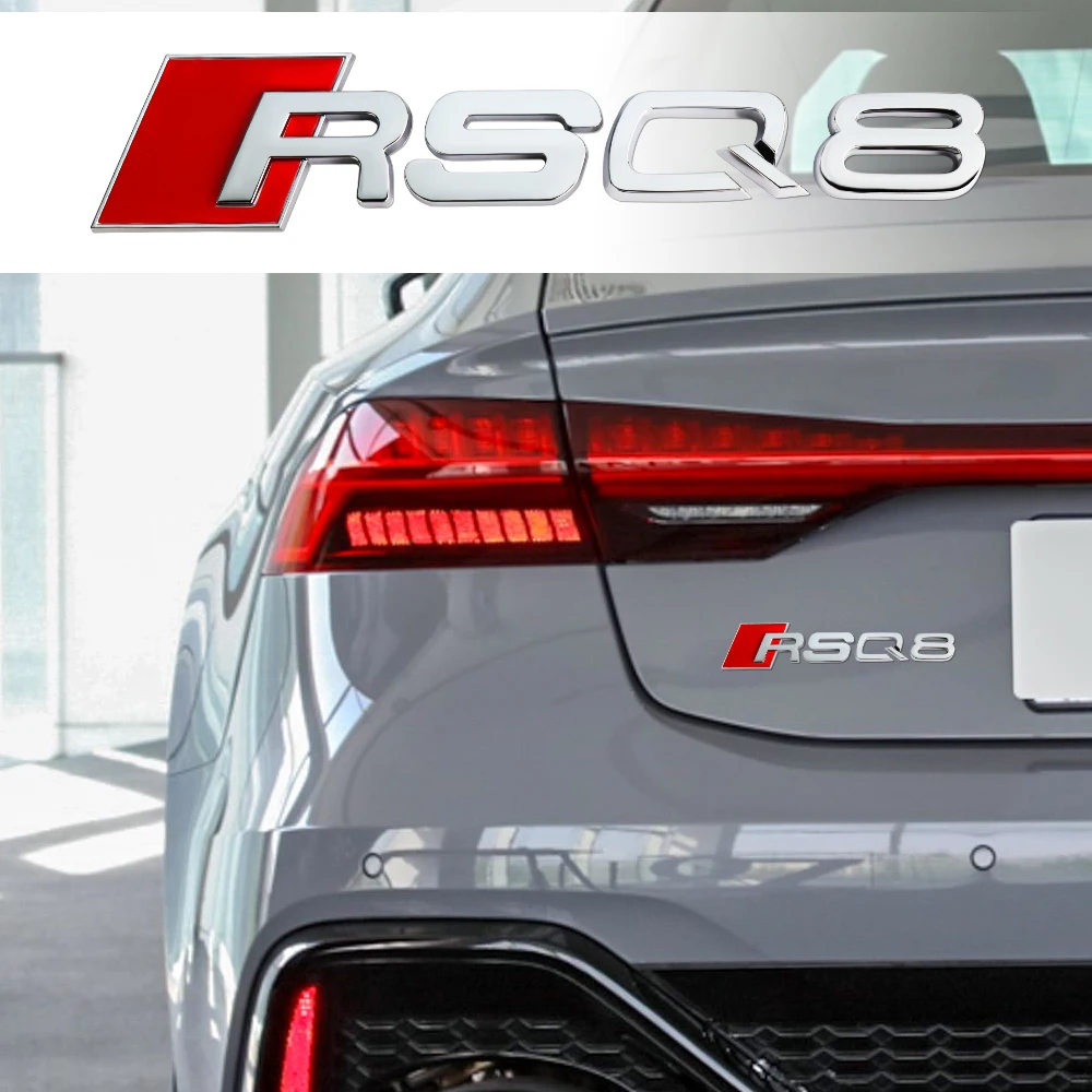 3D Abs Car Rear Badge Body Trunk Sticker Accessori Per La Decorazione Per Audi Rsq4 Rsq6 Rsq8 Logo Badge Modifica Automatica Car Styling