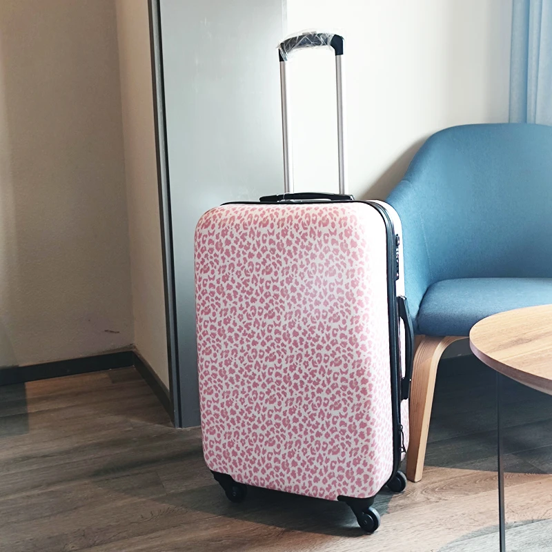 New 20/24 Inch Travel Suitcase On Wheels Women Pink Leopard Print Rolling  Luggage Abs+pc Lightweight Luggage Ock Trolley Case - Rolling Luggage -  AliExpress