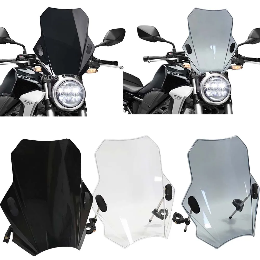 2022 New For HONDA CB150R CB300R Universal Motorcycle Windshield Glass Cover Screen Deflector Motorcycle Accessories for honda cb400 cb400sf universal motorcycle windshield glass cover screen deflector motorcycle accessories