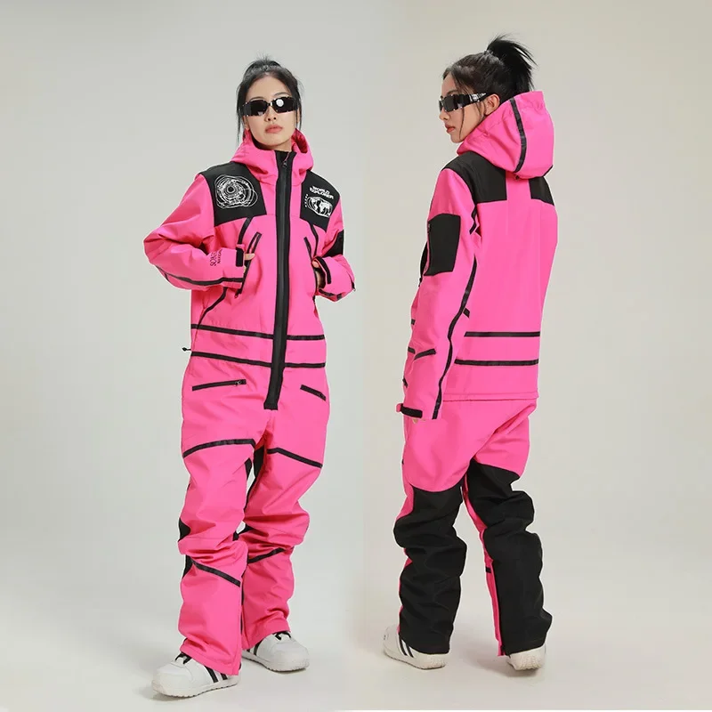 

2024 Windproof Waterproof Jumpsuits Clothing One-Piece Ski Suit Women Men Overalls Thickened Warm Outdoor Snowboard Skiing Set