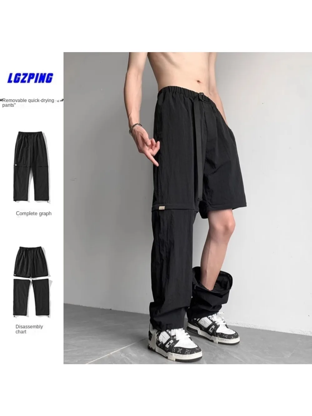

Detachable Functional Assault Paratrooper Casual Pants Men High Street Fashion Brand A Pair of Ice Silk Cargo Pants Summer Thin