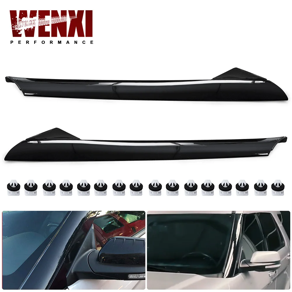 2PCS Front Left+Right A-Pillar Windshield Outer Trim Molding For Ford Explorer 2011- 2.3L / 3.5L BB5Z7803136AB BB5Z7803137AB