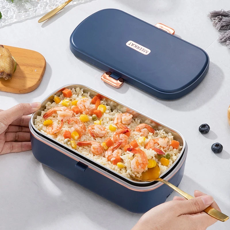 900ml Portable Electric Lunch Box Water Free Heating Bento Box Rice Cooker Thermostatic Heating Food Warmer For Office 220V