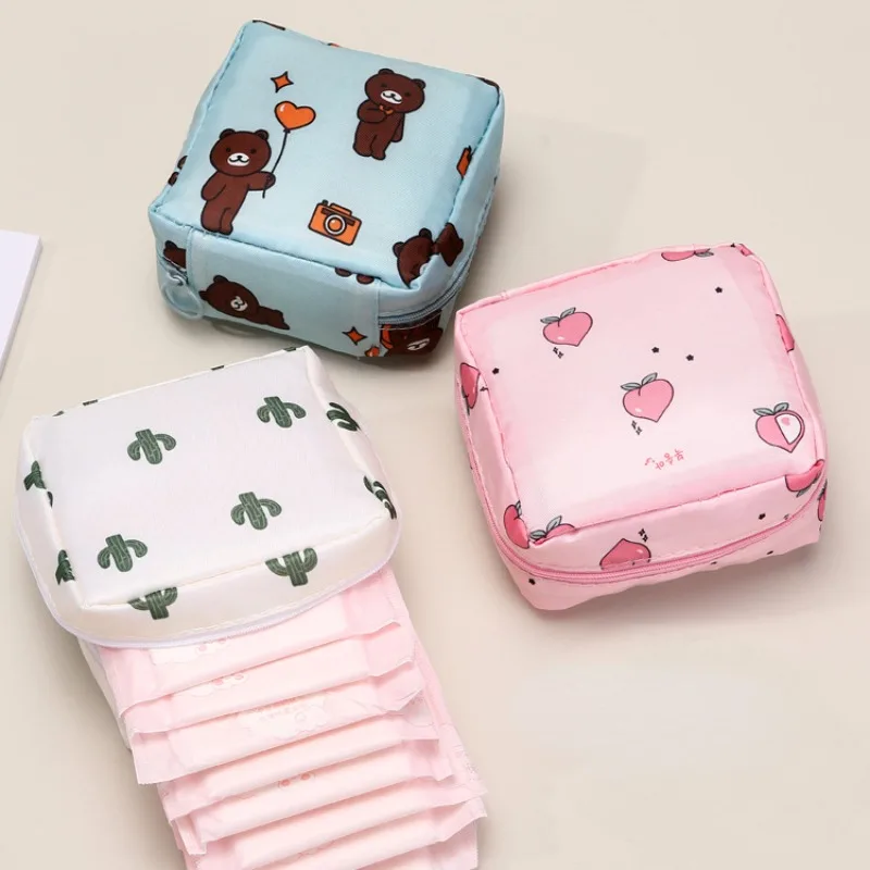 Cute Large Capacity Sanitary Napkin Storage Bags Cartoon Rabbit Bear Portable Girls Physiological Period Tampon Organiser Bag - Image 3