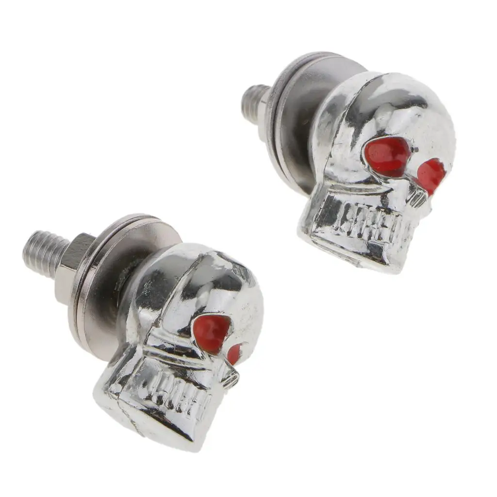 Arenbel Skull License Plate Screw Caps - 4PCS Silver Rustproof Fastener Kit For Cars & Motorcycles 10 thumbnail image