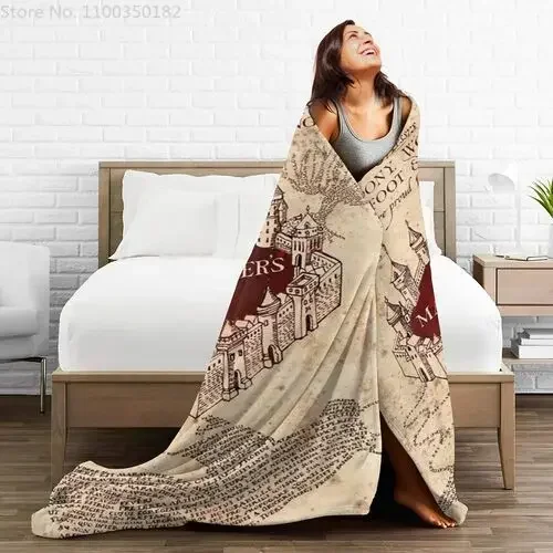 Ai Weier Extra Soft I Like Exercise Marauders Map Throw Blankets, Sherpa Flannel Travel Blanket Throw Wearable Blankets, Large 5