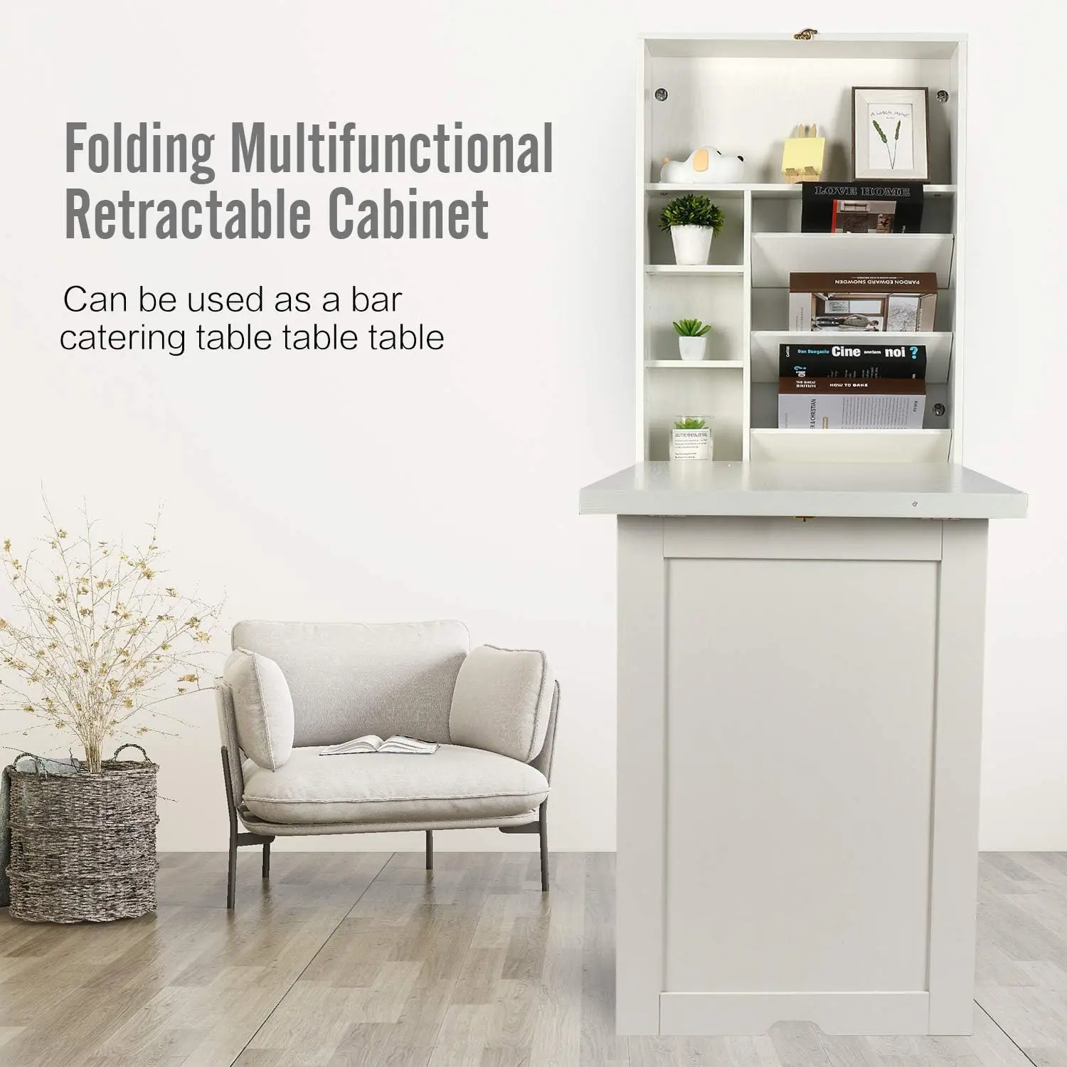 Wall Mounted Table, Fold Out Convertible Desk Multi-Function Computer Desk Writing Desk Home Office Wood Wall Floating