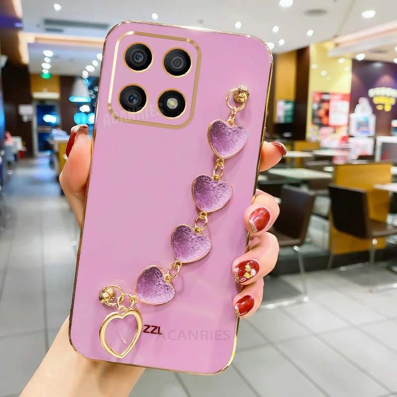 Love Heart Bracelet Plating Luxury Chain Case Cover