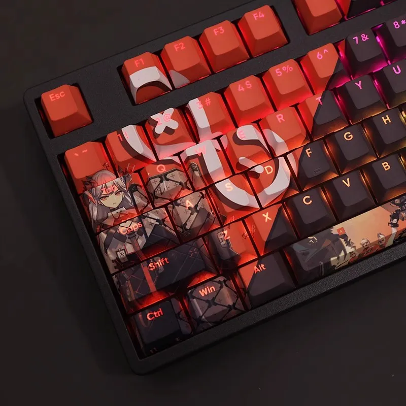 Arknights Saria Keycap Pbt Tintura Subbed Teclas Retroiluminadas Anime Gaming Key Caps para Ansi 61 87 104 108 Layout 108 Chaves por Conjunto - Imagem 6