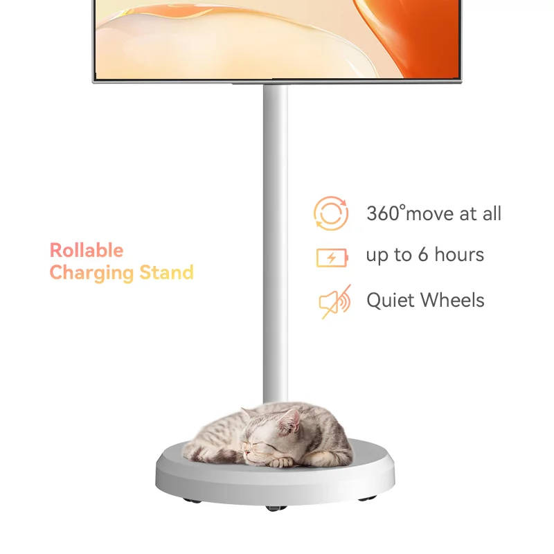 LG 배터리 포함 휴대용 인터랙티브 스마트 스크린, LCD 터치 회전 가능, 안드로이드 TV 틱톡, 유튜브 비디오 플레이어, 22 인치
