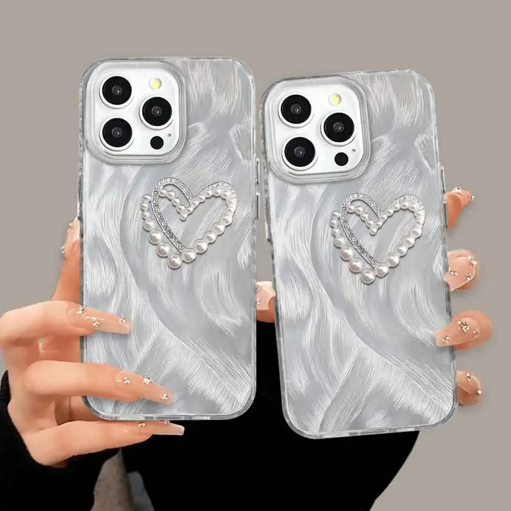 Coque pour Itel P55 4G 5G RS4 S23 P40 Plus A70 A60 A60S Coque de téléphone tendance ItelA05S A04 Luxe Bling 3D Love Heart Pearl Cover_voghion.com