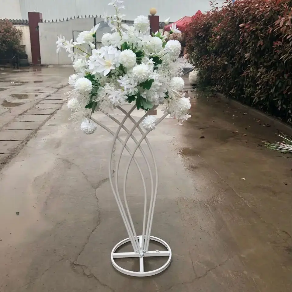 

10 PCS Flower Vase Floor Vases Column Stand Metal Road Lead Wedding Centerpiece Geometric Pot Table Rack For Home Event Decor