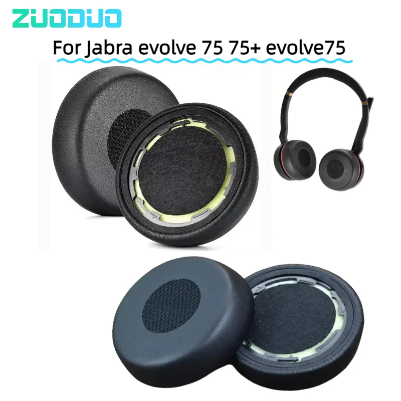 Für Jabra Evolution 75 75+ Evolution75 Headset-Ohrenschützer, 1 Paar Ersatz-Ohrpolster aus Proteinleder, Kissenbezug, Ohrpolster
