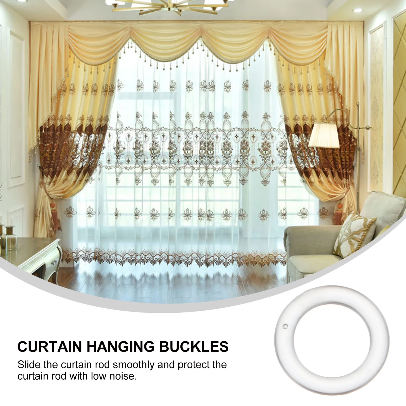 100pcs Curtain Rings Roman Rings Plastic Hanging Curtain Hook Bathroom Shower Hook Accessories