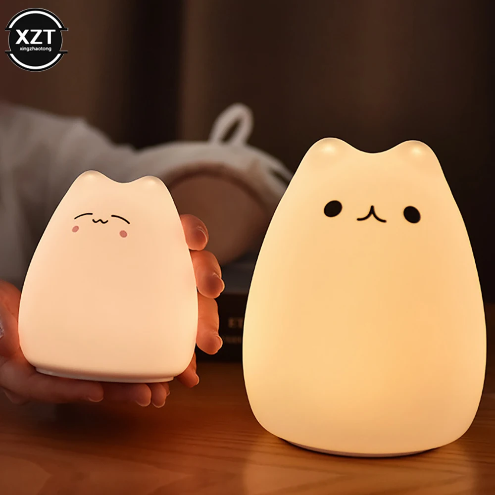 ナイトライト-素敵なシリコン漫画の猫の形をしたミニLEDランプ ナイトライト-素敵なシリコン漫画の猫の形をしたミニLEDランプ