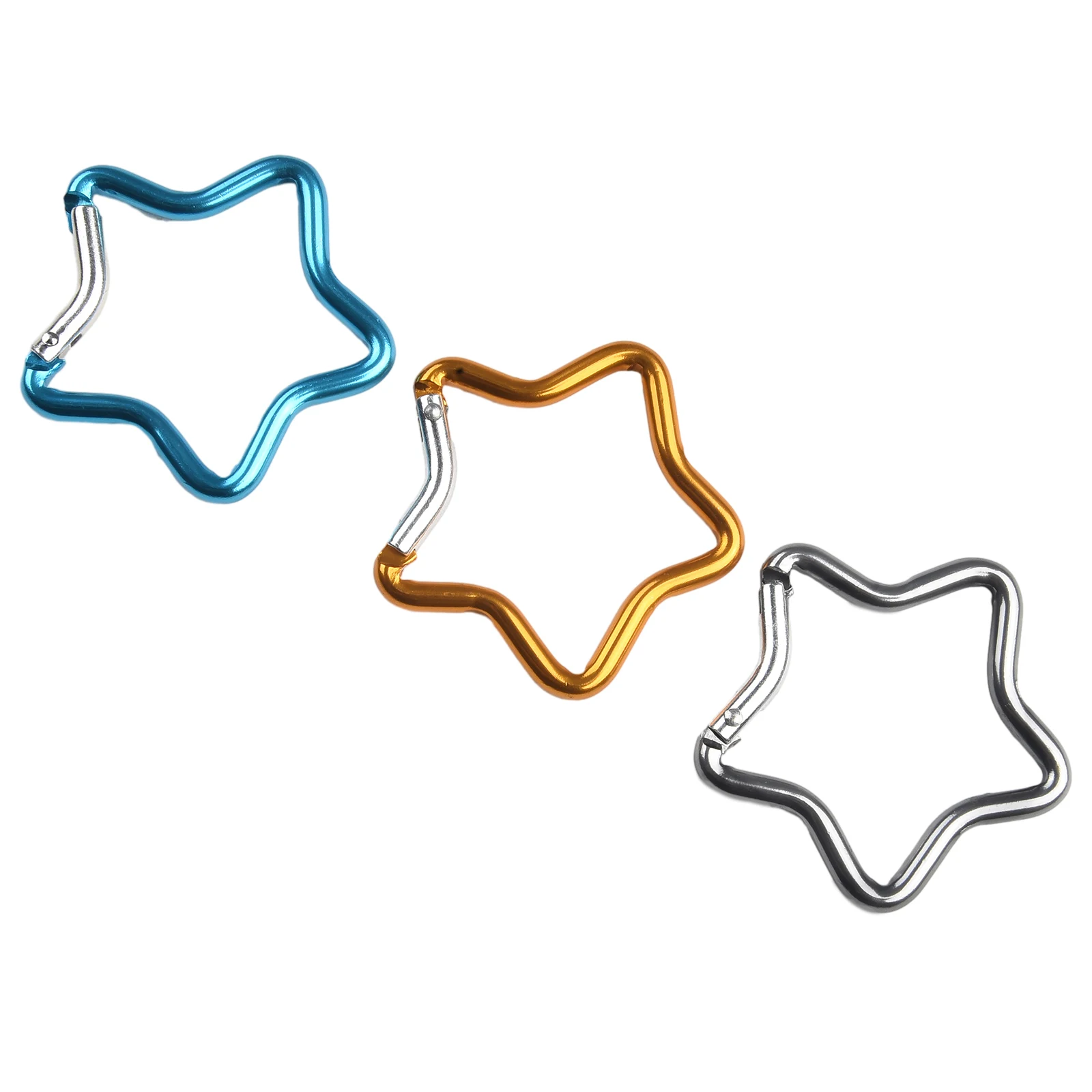 

Brand New Carabiner Safety Buckle Multi-purpose Heart Spring Hook 3 Pcs Clothing Backpack Colorful Five-pointed Star