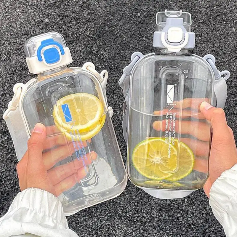 Sports Water Bottle Hangable Fitness Water Kettle With Strap Outdoor Sports Jugs For Camping Transparent Space Bottle For Adults