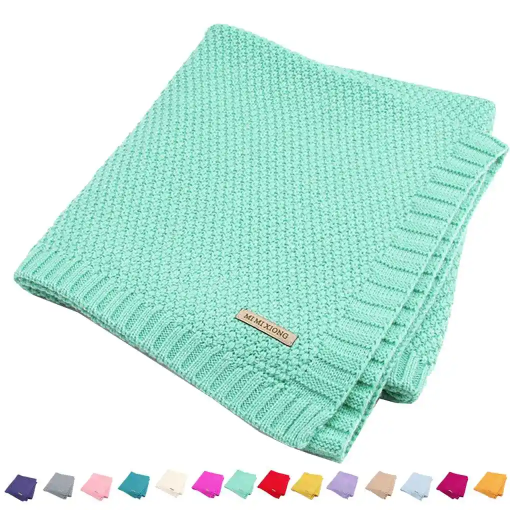 Candy Color Infant Blanket Baby Organic Acrylic Knitted Newborn Swaddle Cloth Wrap Toddler Swaddler 100X80CM