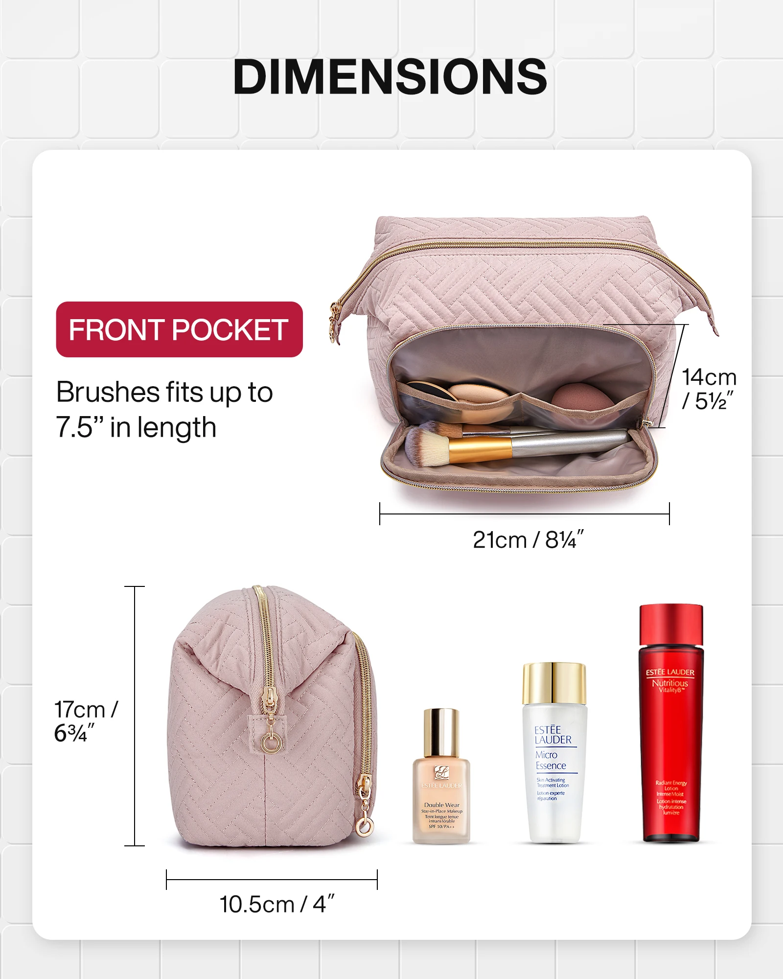 BAGSMART Borsa Da Viaggio Per Trucco E Toeletta, Grande Trousse Rosa Con Manico, Impermeabile E Multi-tasche, 31.8x18.1x21.6 Cm - 2