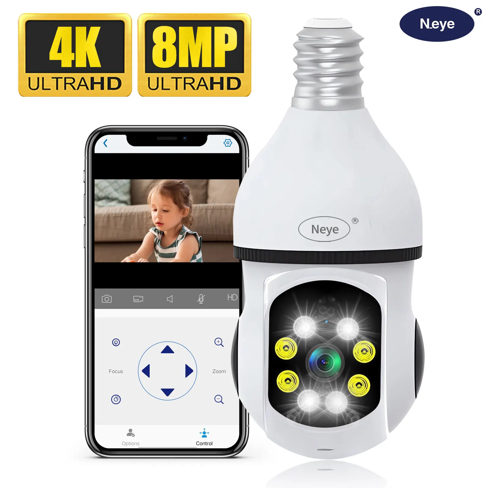 5G WiFi E27 Bulb Camera Monitoring Full Color Automatic Human Tracking ...