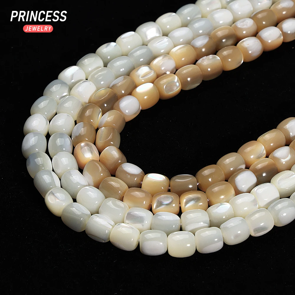 Hot Sell Natural White Coffee Trochus Shell Beads Barrel Shape 6 8mm Horseshoe Shell Beads for Jewelry Making Bracelet 6