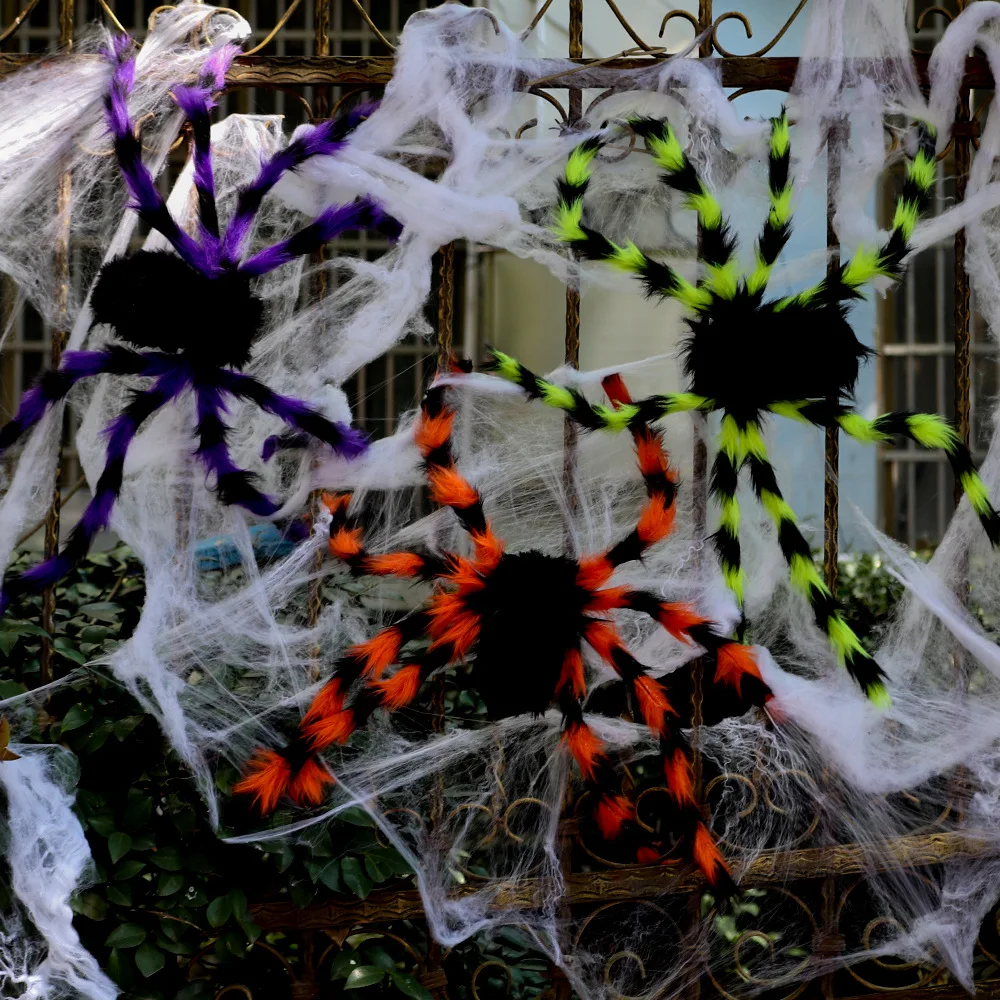 

Halloween Spider Ghost Festival Party Decoration Props Flower Spider Chamber Trick Simulation Plush Spider Horror Props