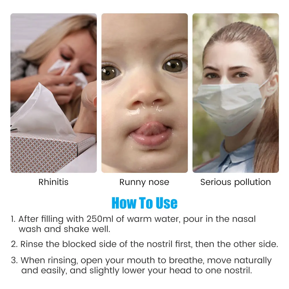 Nose wash cleaner 250ML Nasal Wash Bottle Nose Cleaner Irrigator Adult Children Nasal Cavity And Wash Bottle Physiological Saline Rhinitis