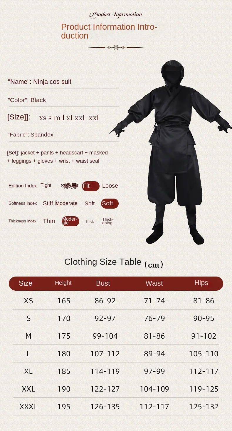 Déguisement Ninja Samouraï Adulte – Kimono à Capuche Noir – photo 2