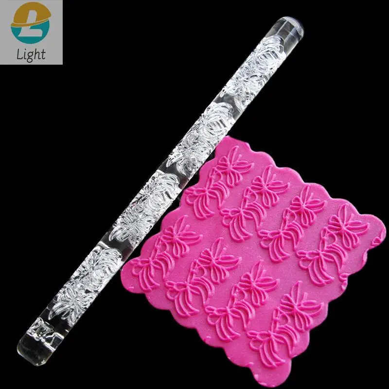 1PC Textured Embossing Rolling Pin Fondant Cake Roller Bakeware Tools Decorating Pastry Tools Cup Top Non-stick Rolling Pin images - 6