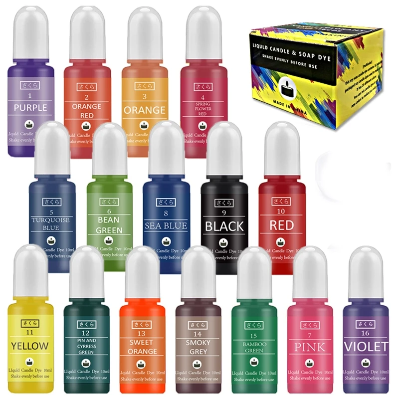 

Candle Liquid Dye 16 Vibrant Color for Handmade Candle Soup Art Craft Supplies