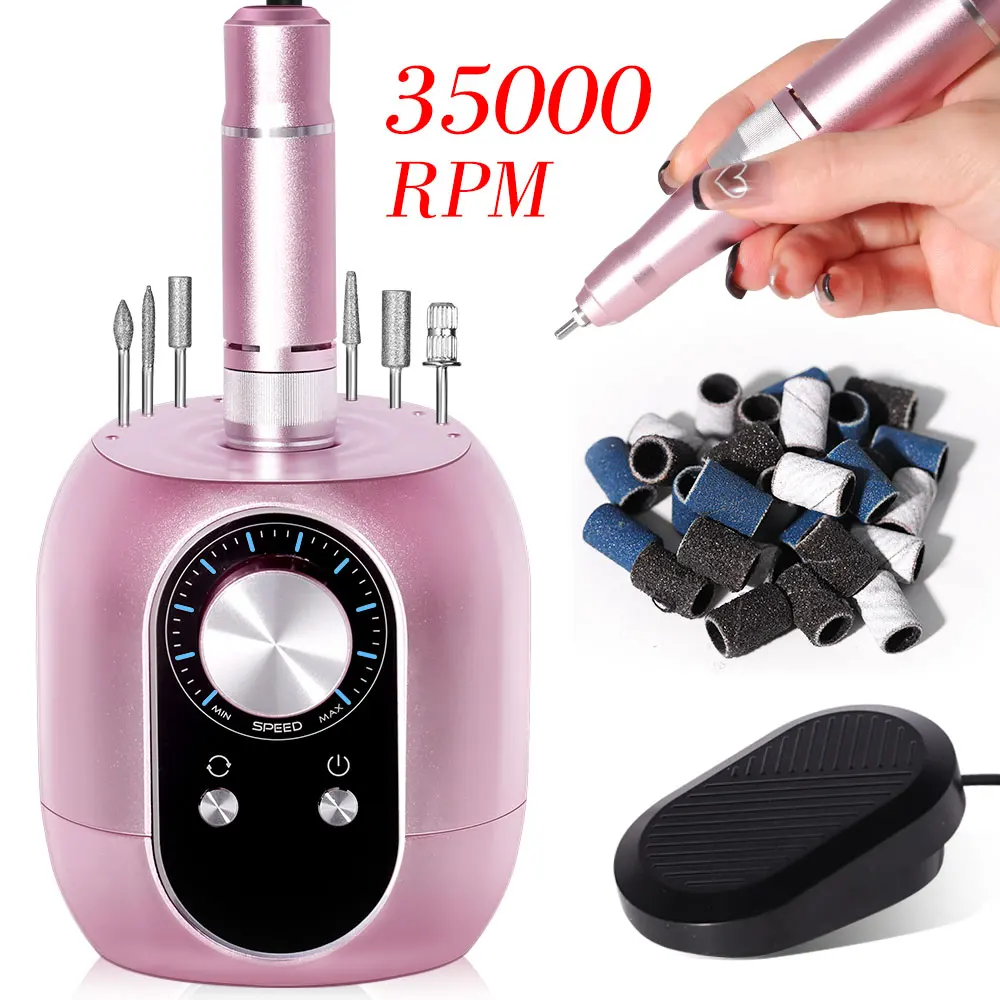 

Professional Nail Drill Machine with 35000RPM Electric Nail File for Manicure Salon Polishing Milling Low Noise Tools