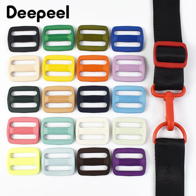 Deepeel 다채로운 플라스틱 트라이 글라이드 슬라이더 버클, 조정 가능한 링 버클, 웨빙 백 스트랩, 바느질 액세서리, 16mm, 20mm, 25mm, 31mm, 50 개