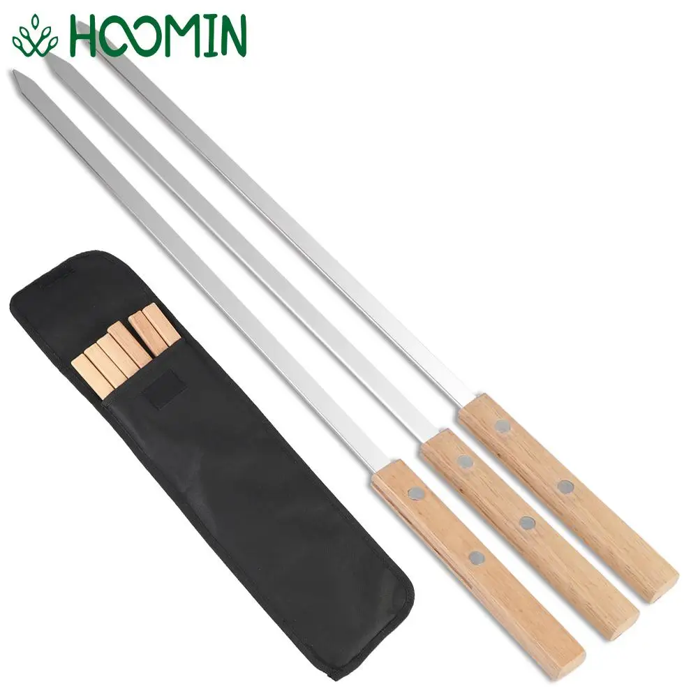 6Pcs BBQ Skewers 340 Stainless Steel BBQ Long Skewers Outdoor Tools Professional Grilling Skewer