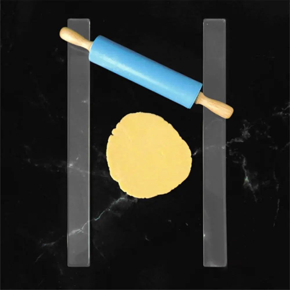 2Pcs Practical Acrylic Balance Ruler Home Kitchen Cake Rolling Tools Thickness Ruler Biscuit Smoother Baking Accessories