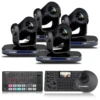 FoMaKo 60FPS 4K NDI PTZ Camera, 20X Optical Zoom(4pcs)+kC608 Pro PTZ Controller+M2 Video Mixer Switcher,NDI PTZ Bundle 1